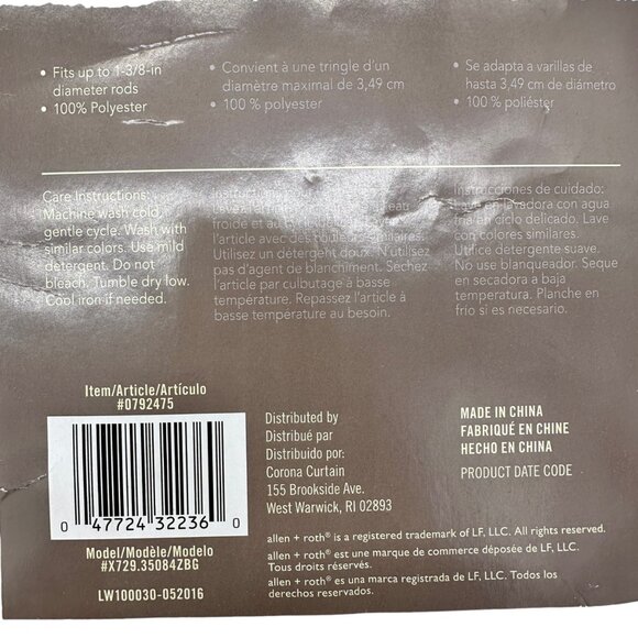 Allen+Roth Grommet Top Curtain Panel 50" X 84" Mineral Polyester Light Filtering - Picture 6 of 11